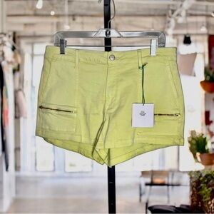 ☀️Pistola Hannah Limeade Yellow Zip Pocket Cargo Shorts Women’s Size 32 NWT